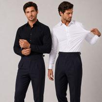 Kit 2 Camisa Social Masculina Manga Longa Slim Tecnologica Não Amassa e Estica Elegante Para Trabalh