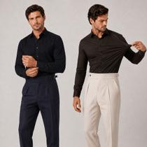 Kit 2 Camisa Social Masculina Manga Longa Slim Tecnologica Não Amassa e Estica Elegante Para Trabalh
