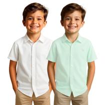 Kit 2 Camisa Social Menino Infantil Manga Curta Kit 2 Camisa Social Menino Infantil Manga Curta