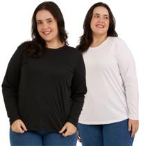 Kit 2 Camisa Térmica Feminina Suplex Com Pelúcia Quente Moda Outono Inverno Plus Size 503.K2