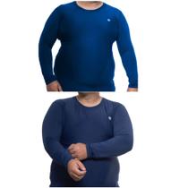 Kit 2 Camisa Termica Plus Size Proteção e Estilo para Atividades ao Ar Livre Caneta e Azul Escuro17