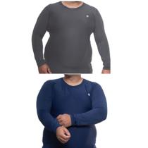 Kit 2 Camisa Termica Plus Size Proteção e Estilo para Atividades ao Ar Livre Cinza e Azul Escuro 13