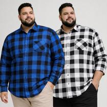 Kit 2 Camisa Xadrez Plus Size Masculina Extra Grande Manga Longa Kit 2 Camisa Xadrez Plus Size Masculina Extra Grande Manga Longa