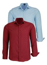 Kit 2 Camisas Amil Manga Longa Comfort Não Amassa 3015