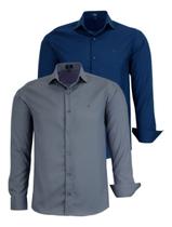 Kit 2 Camisas Amil Manga Longa Comfort Não Amassa 3015