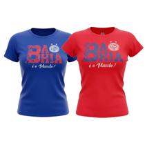 Kit 2 Camisas Bahia Casual Algodão Premium - Feminino Tamanho:GGCor:Azil/Vermelho