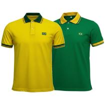 Kit 2 Camisas Brasil Polo Piquet Bordado - Masculino Tamanho:PCor:Amarelo/Verde Kit 2 Camisas Brasil Polo Piquet Bordado - Masculino Tamanho:PCor:Amarelo/Verde