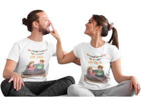 Kit 2 Camisas Camisetas Dia Dos Namorados Casal Festa Junina em casa Branca - Del France