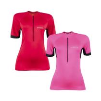 Kit 2 Camisas Ciclismo Feminina Atrio GG Dryfit Superlight com UV30, Bolsos e Zíper 30cm Modelos VB025 Vermelha VB020 Rosa