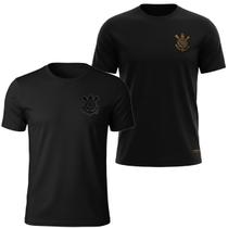 Kit 2 Camisas Corinthians All Black Algodão Bordado - Masculino Tamanho:PCor:Preto