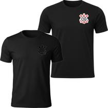 Kit 2 Camisas Corinthians Casual Algodão Bordado - Masculino Tamanho:GCor:Preto