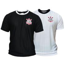 Kit 2 Camisas Corinthians Jacquard - Branco + Preto - Masculino