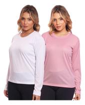Kit 2 Camisas Feminina Camiseta Térmica Proteção Solar Uv