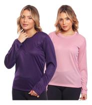 Kit 2 Camisas Feminina Camiseta Térmica Proteção Solar Uv