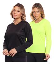Kit 2 Camisas Feminina Camiseta Térmica Proteção Solar Uv