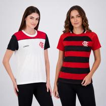 Kit 2 Camisas Flamengo Manto e Fulgor Feminino Vermelho e Branco Kit 2 Camisas Flamengo Manto e Fulgor Feminino Vermelho e Branco