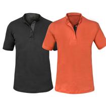 Kit 2 Camisas Gola Padre Masculina Slim 100% Algodão Lisa