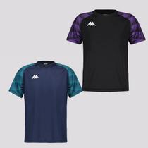 Kit 2 Camisas Kappa Raglany Juvenil Preta e Marinho