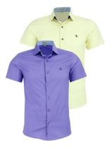 Kit 2 Camisas Manga Curta Amil Tecido Misto E Elastano 1782