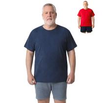 Kit 2 Camisas Masculina Manga Curta Plus Size Malha Fria Kit 2 Camisas Masculina Manga Curta Plus Size Malha Fria