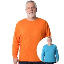 Kit 2 Camisas Masculina Manga Longa Plus Size Malha Fria