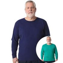Kit 2 Camisas Masculina Manga Longa Plus Size Malha Fria Kit 2 Camisas Masculina Manga Longa Plus Size Malha Fria