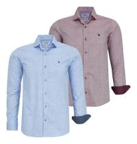 Kit 2 Camisas Masculina Social Manga Longa Amil Slim 1805