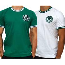 Kit 2 Camisas Palmeiras Retrô Históricas - 1973 Segunda Academia - Verde + Branco - Masculino