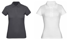 Kit 2 Camisas Polo Feminina Baby Look Piquet Poliéster