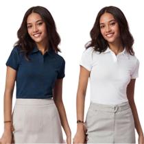 Kit 2 Camisas Polo Feminina Baby Look Piquet Poliéster