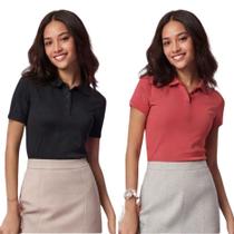 Kit 2 Camisas Polo Feminina Baby Look Piquet Poliéster