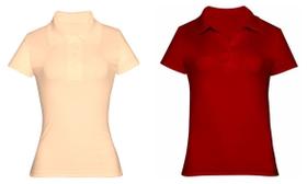 Kit 2 Camisas Polo Feminina Baby Look Piquet Poliéster