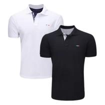 Kit 2 Camisas Polo Itália Industrie Básica Estilo Tomie Piquet Premium Tamanho P Branco e Preto
