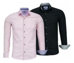 Kit 2 Camisas Sociais Masculina Algodão Elastano Amil 1808 Kit 2 Camisas Sociais Masculina Algodão Elastano Amil 1808