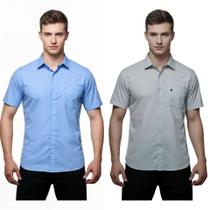 Kit 2 Camisas Sociais Microleve Manga Curta cor:Azul Turquesa,CinzaTamanho:1