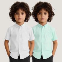 Kit 2 Camisas Social Infantil Menino Manga Curta