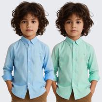 Kit 2 Camisas Social Manga Longa Infantil Menino Kit 2 Camisas Social Manga Longa Infantil Menino