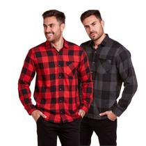 Kit 2 Camisas Xadrez Masculino Flanelado Manga Longa Kit 2 Camisas Xadrez Masculino Flanelado Manga Longa