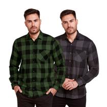 Kit 2 Camisas Xadrez Masculino Flanelado Manga Longa
