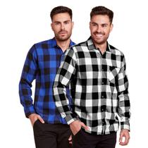 Kit 2 Camisas Xadrez Masculino Flanelado Manga Longa