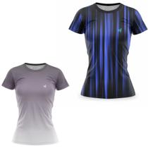 Kit 2 Camiseta Blusa Academia Feminina Fitness Dry Fit UV Treino Corrida Musculação Esporte
