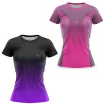 Kit 2 Camiseta Blusa Feminina Academia Treino Fitness Camisa Dry Fit ante odor Caminhada Protecao UV - Efect