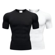 Kit 2 Camiseta de Compressão Trançada Rash Guard Jiujitsu Academia Ciclismo Treino Justa Apertada Co