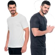 Kit 2 Camiseta DryFit Masculina de Academia Modelagem SlimFit Para Esportes e Corrida 100%Poliester Preta e Branca