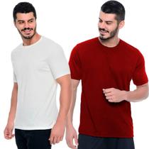 Kit 2 Camiseta DryFit Masculina de Academia Modelagem SlimFit Para Esportes e Corrida 100%Poliester Vinho e Branca