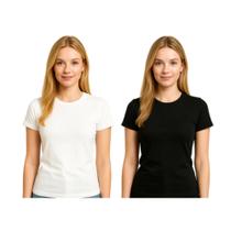 Kit 2 Camiseta Feminina Baby Look Algodão Básica Casual Kit 2 Camiseta Feminina Baby Look Algodão Básica Casual
