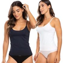 Kit 2 Camiseta Feminina Segunda Pele Conforto Alça Fina Camisete Casual Não Marca Regata