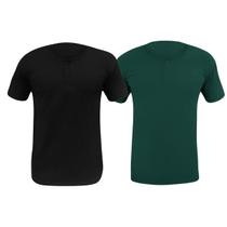 Kit 2 Camiseta Henley Masculina Camisa Botões Gola Portuguesa Premium Gola Padre Slim