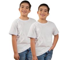 Kit 2 camiseta infantil basica lisa branca 100 algodao menino Kit 2 camiseta infantil basica lisa branca 100 algodao menino