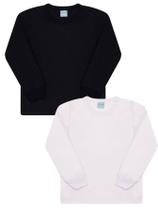 Kit 2 Camiseta Infantil Manga Longa Menino Algodão Escolar